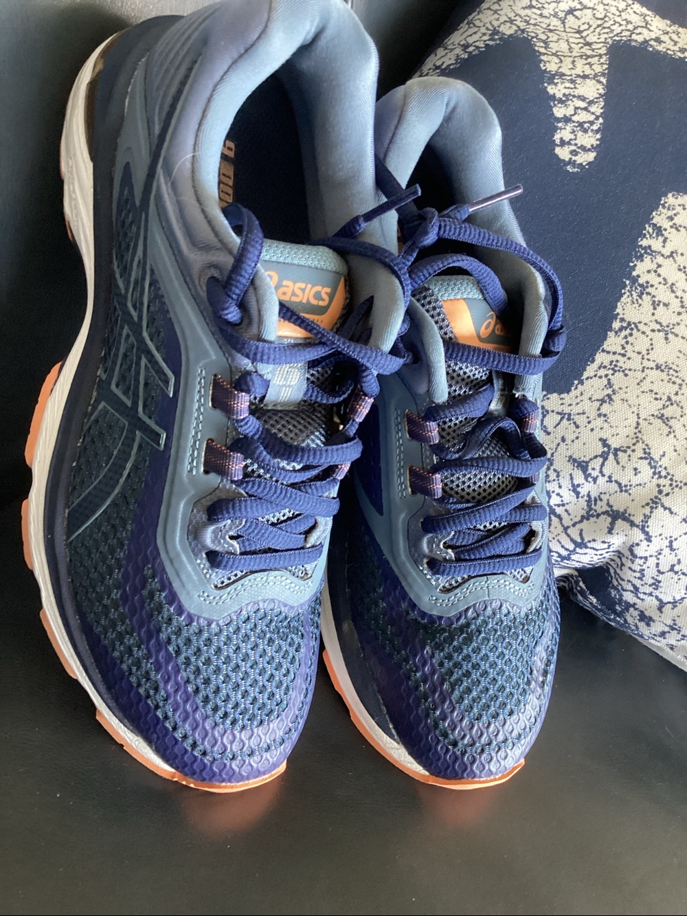 WOMEN’S ASICS Navy and Orange Athletic Running Shoes